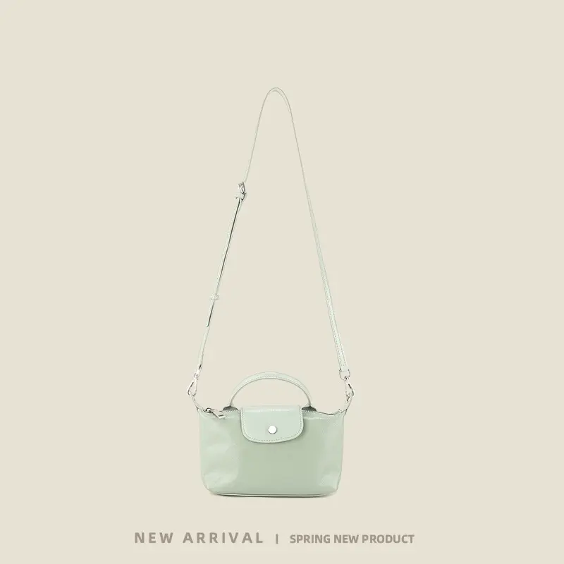 Women's New Korean-Style Mini Dumpling Bag - Top-Grain Fashionable Leather Handbag, Adjustable Plain Magnetic Waterproof, Shoulder-Crossbody Carry for Commuting