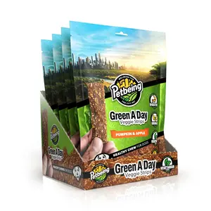 Green A Day - Veggie Strips | Pumpkin - Apple Flavor | A Healthy Vegetarian Supplement Chew for Dogs Made with Real Fruits and Vegetables | 3 oz Bag x4