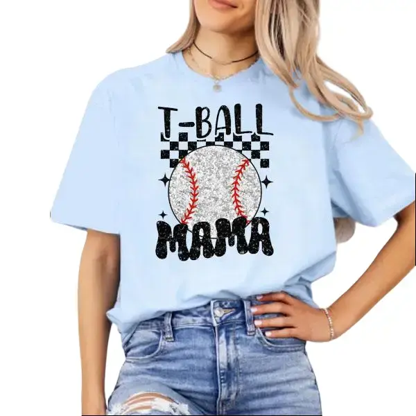 Retro T Ball Mama Unisex T-Shirt Glitter Baseball Sports Tee Ball Unisex T-Shirt