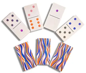 Colorful Wooden Dominos Set – Classic Domino Game for Kids & Adults – Colored Dominoes Kit, Large Wood Dominoes Set, Educational Toys, Kids Party Games, Fine Motor, Stacking, Classroom Play