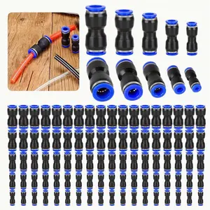100pcs Straight Push Connectors • Quick-Release Fittings for Air Hoses • Compatible with 5/32", 1/4", 5/16", 3/8", And 1/2" Outer Diameter Card Sleeves