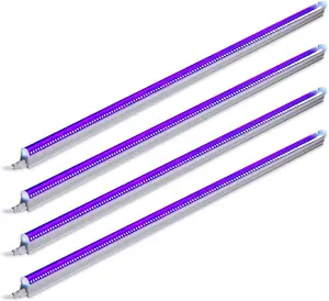 4-Pack 48 Inches UV LED Blacklight Bar, 22W T5 Integrated Bulb Fixture with 395-400 nm Wavelength, 4 x Power Cord with On/Off, for Halloween Decorations, Christmas Parties (Home Improvement Lighting)
