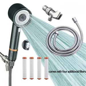 Filtered Shower Head with Handheld,Water Softener Filters,Shower Nozzle with Hose Attachment,5-inch Silicone Nozzle Anti-clog Nozzle,Shower Nozzle Handle bathing pet outdoorfun massaging High Pressure Massage Handheld Shower brush filter bead bean blaster