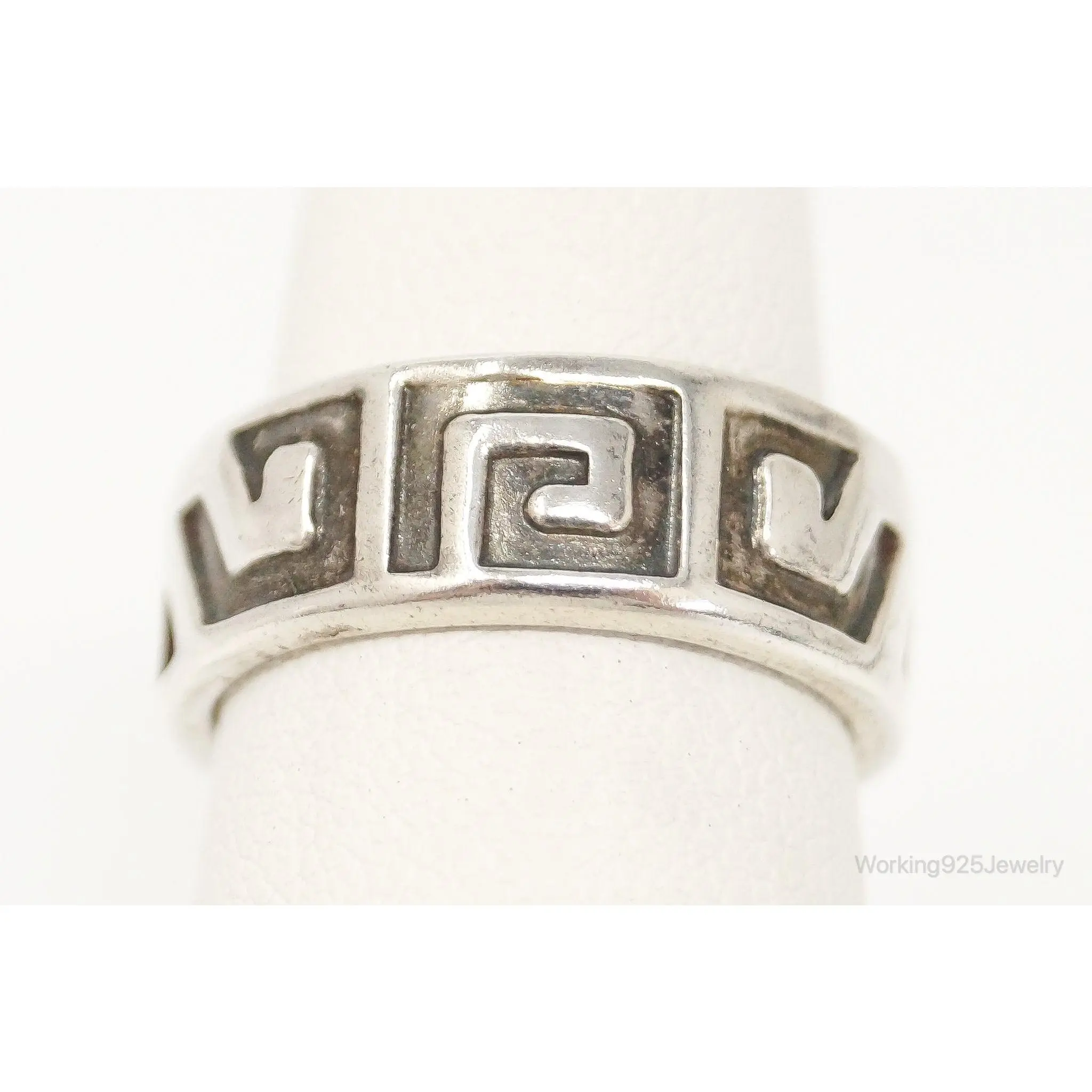 Vintage Taxco Mexico Sterling Silver Aztec Style Band Ring - Size 5