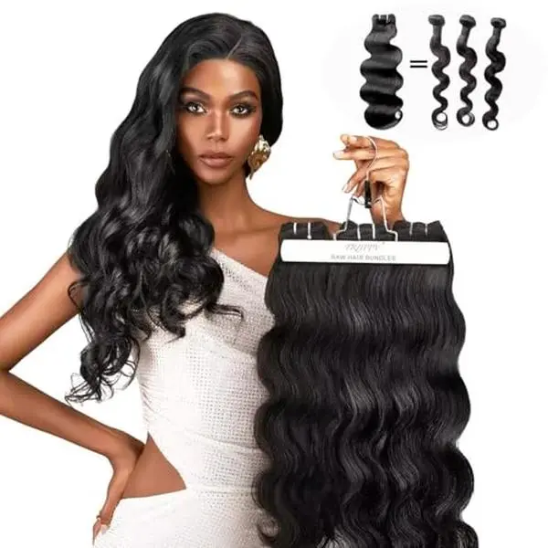 TRIIPPY 100% Softmax Raw Cambodian Human Hair Bundles - 3-Piece 18 20 22 Inch Long Wavy Sew-In Weave, 15A+ Body Wave, 3x Longer Lifespan Than Regular Virgin Hair