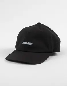 OBEY  Mens Pace 6 Panel Strapback Trail Hat, Black