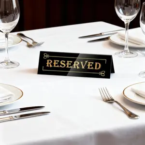 Elegant Acrylic Table Name Cards Set of 5, 5.9 X 1.8 Inches, Dual-Sided Waterproof High-Definition Printing, Perfect for Weddings and Events