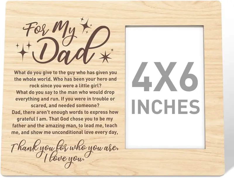 Dad Gift Wood Photo Frame, Thank You for Who You Are, Christmas Birthday Father's Day Picture Frame Gifts for Dad Father from Daughter Best Dad Ever Gift