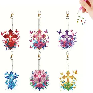6Pcs DIY Special Shape Diamond Art Painting Keychain Kit Double-Sided Diamond Keychains Crystal Rhinestone Diamond Mosaic Key Chain Unique Handmade Gift