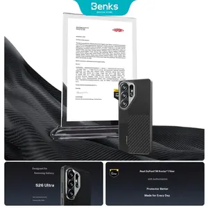 Benks Armor case for Samsung Galaxy S26 Ultra — Kevlar case models 600D and 1500D made from DuPont Kevlar fiber, supports MagSafe, lightweight thin cover that is shockproof with an aluminum camera frame