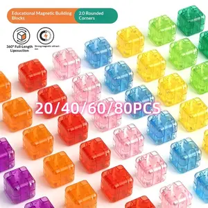 Magnetic Building Blocks Set, Transparent Stem Sensory Cubes, Educational Toys for Kids, Halloween & Christmas Gifts, Ages 3+, Random Colors