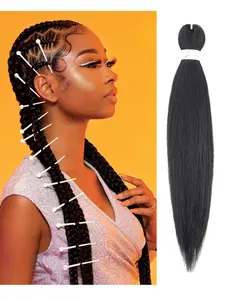 Braiding Hair Pre Stretched Pre Stretched Braiding Hair Extension For Braiding For Box Braids Hot Water Setting Soft Yaki Texture Easy To Twist Synthetic Extensions
