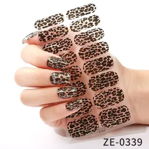 1 piece of women's fashionable leopard print nail sticker - Women's nail sticker, | a must-have homemade nail set for summer women, perfect for women's work, vacation, dating, and nail art, equipped with nail strips and jelly glue/wooden sticks