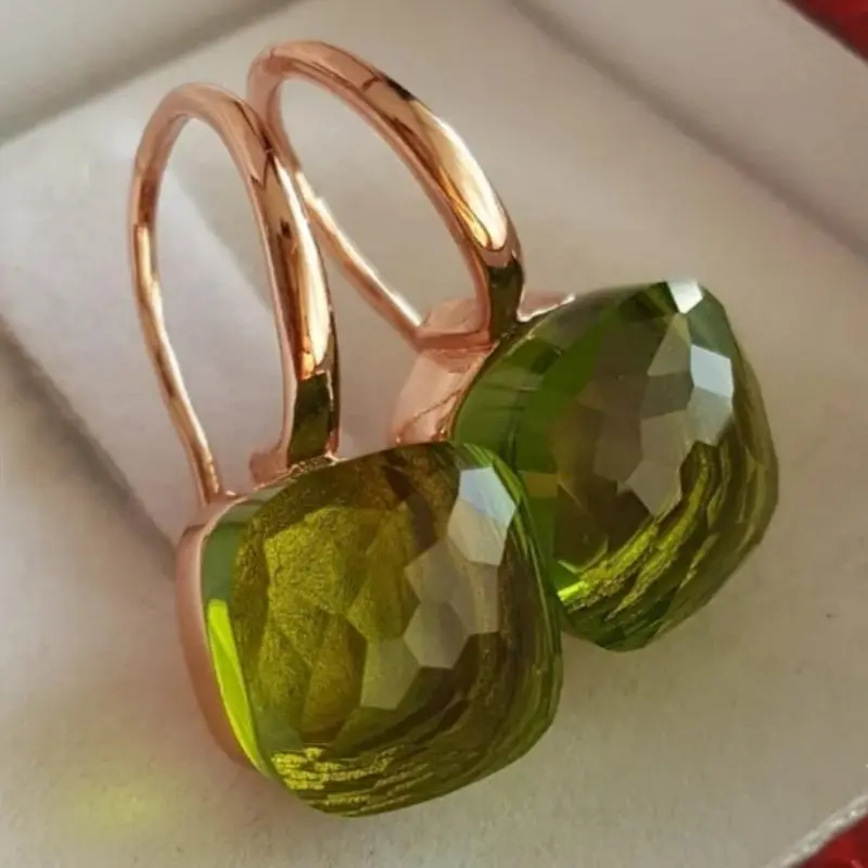 Bohemian Artistic Vintage Copper Pompom Glass Earrings - Square Faceted Cushion Cut Charm Hook Autumn Roostertail Costume Jewelry, Bohemian Earrings, Artistic Vintage Earrings