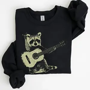 Raccoon Playing A Guitar Sweatshirt, Funny Animals Sweatshirt