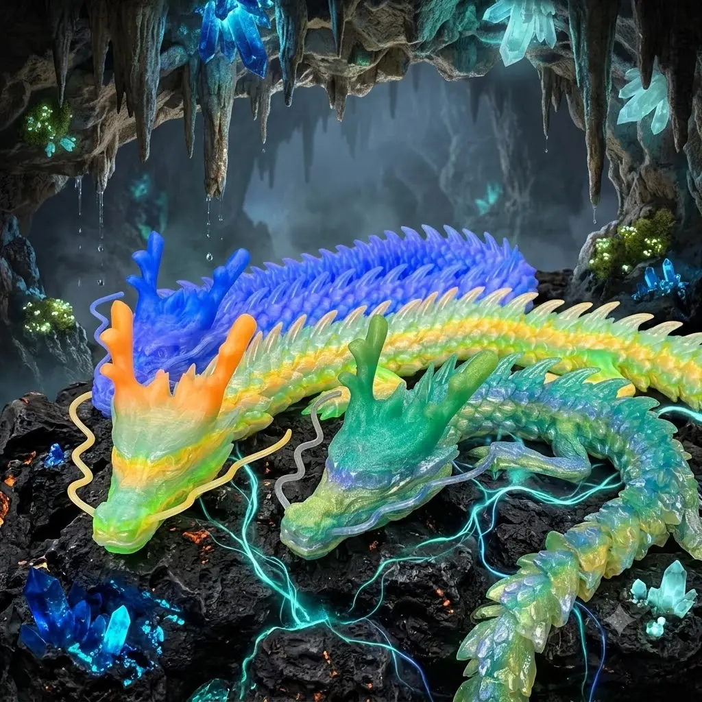 35.4-in Giant 3D-Printed Chinese Dragon Statue - Home Decor Figurine, Statues & Bobbleheads, Ideal Gift for Mother's Day Thanksgiving, Collectible Home Supply, Christmas