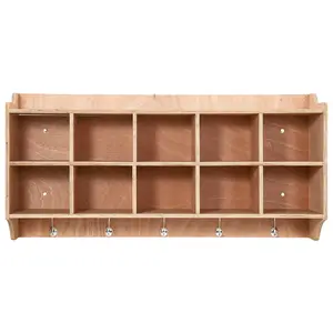 Cubby Storage Organizer Cubes, 47Inch Width Daycare Shelves with 10/15 Cubbies Shoe Layer with Hooks and Shelf, Hanging Wall Mount, Furniture for Kids Toys, Classroom, Living Room,Bedroom