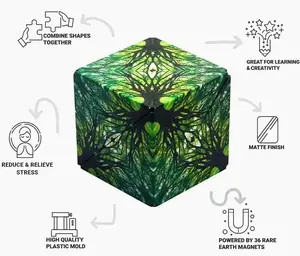 Fidget Cube Shape Shifting Box - Award-Winning, Patented Magnetic Puzzle Cube w/ 36 Rare Earth Magnets Over 70 Shapes infinity cube