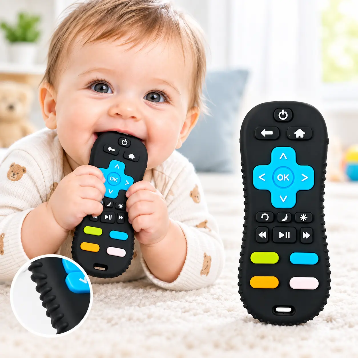 Silicone Teething Toys, Remote Control Shape Teethers for Baby Remote Teething Toys, Silicone TV Remote Teether BPA Free