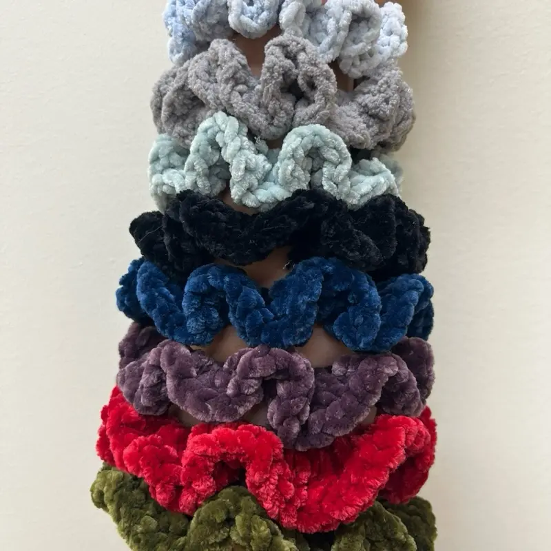 Handmade Velvet Scrunchies Soft Stretchy Plush Hair Accessories in Multiple Colors for Stylish Hair Styling