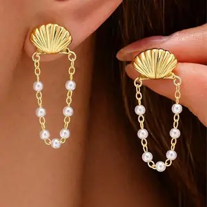 Virelyn B  Seashell Starfish Drop Earrings for Women, Pearl Shell Beach Jewelry Ocean Beachy Fashion Accessories Summer Outfits Tropical Vacation 2026