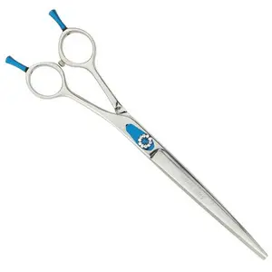 212 MAIN Diamond Series 8 In. Stainless Steel Dog Grooming Shears - Rhinestones, Short Shanks, Rockwell Hardness Rating 58-59, Precision Curved Cut Tool for Curved Areas, Detachable Finger Rests, Finger Indentations, Micro-Serrated Blades