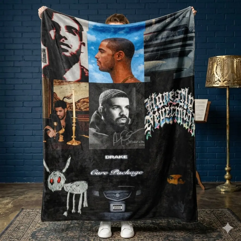 Drake Rapper Themed Flannel Throw Blanket, Soft Cozy Bedding Linen, Music Fan Gift for Bedroom Sofa, Holiday Present (Birthday Christmas Halloween)