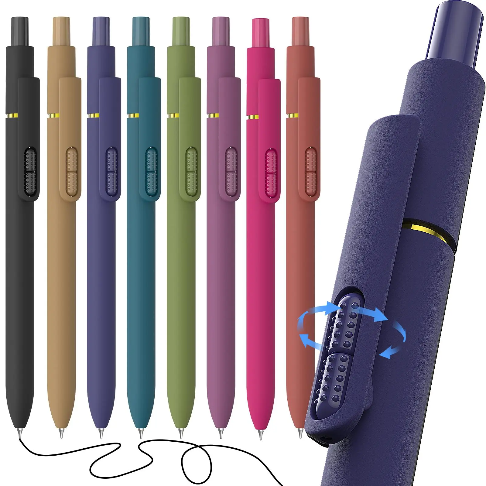 Hiacry 8-Pack Gel Pens, Quick-Dry 0.7mm Fine Point Fidget Pens, Smooth Writing for Journaling & Drawing, Aesthetic Vintage  Pens for Women, School & Office Supplies