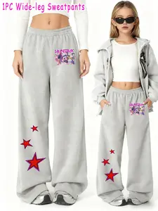 Kpop Demon Hunters Series Women's Casual Pants, Fashionable Printed Wide Leg Pants, Breathable Skin-Friendly, Perfect for Festivals and Daily Wear