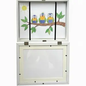 Kids Artwork Frames 8.5 x 11 Inch Changeable Front Opening Black Wooden Display with Acrylic Cover & Sawtooth Hooks Set of 4