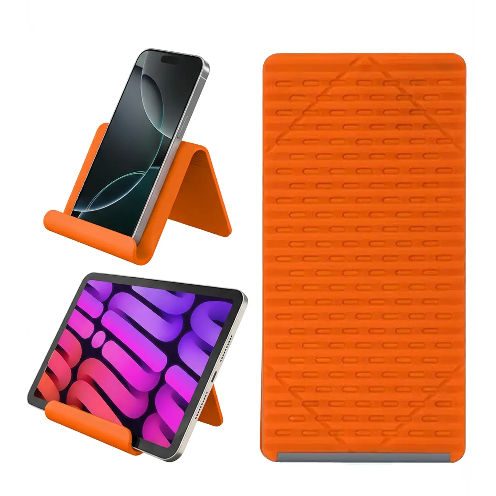 Moiuyrt Summer Sale Flexible Silicone Foldable Phone Holder, Easy Carrying Anti-Slip Multi-Device Holder for Phone Tablet Laptop Book, Lightweight Silicone Stand for Home Office Travel, Desk Car Airplane essential