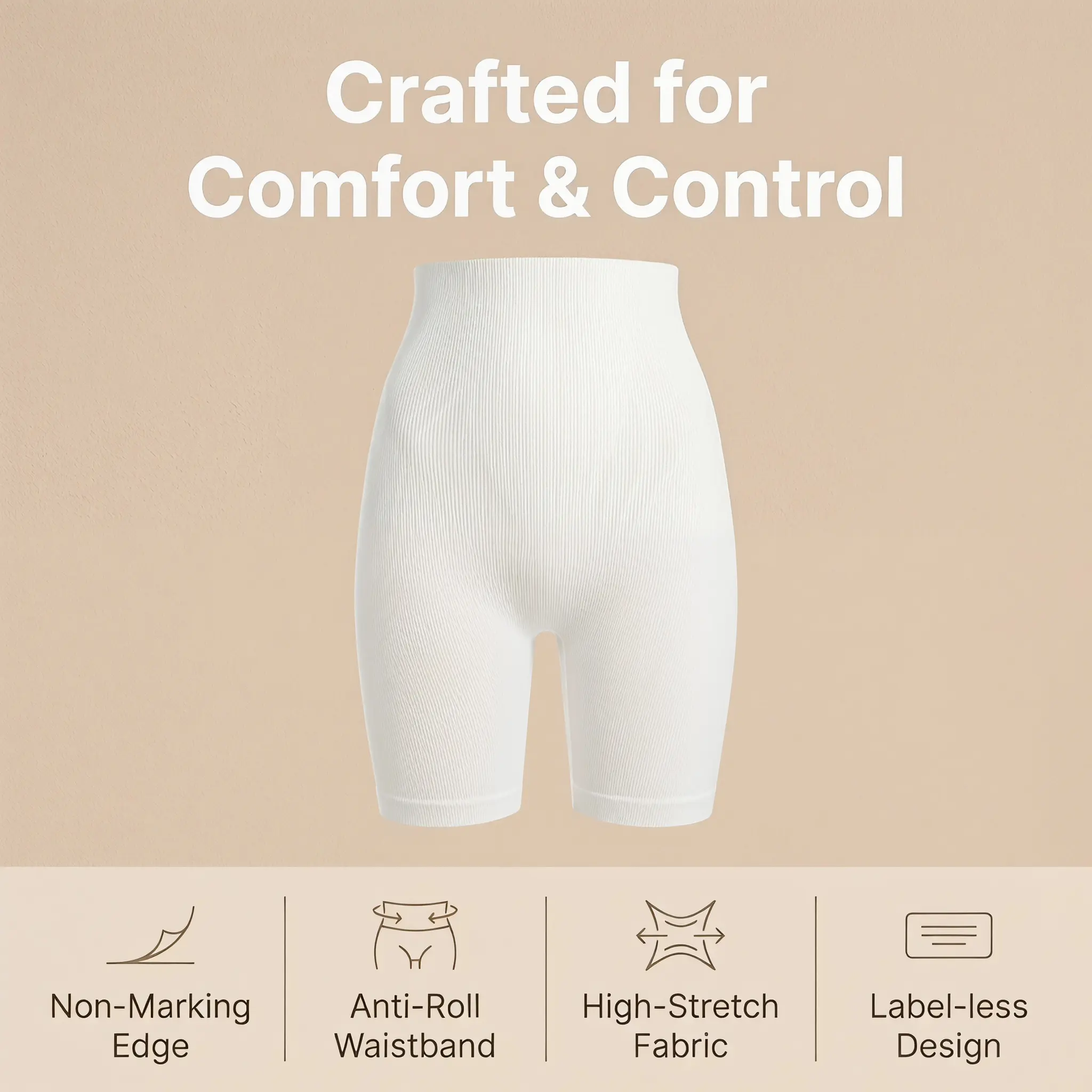 Women's High-Waisted Shaping Pants Shapewear for Comfortable Fit and Style Womenswear Casual Chic Everyday Leg Shorts Non-Marking Edge Anti-Roll Waistband High-Stretch Fabric Label-less Design