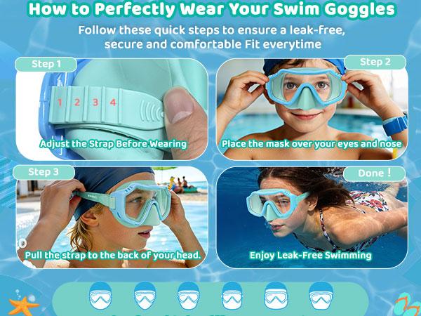 [Creator’s Pick] Vvinca 2 Pack Kids Swim Goggles with Nose Cover for 3-15,Kids,Youth,UV Protection Anti-Fog Shatterproof Waterproof Diving Mask for Boys and Girls - Safety anti-uv swimming goggles swim glass anti-fog for Lake,Beach, Summer Party