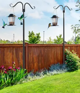 2 Pack 108.3” Tall Shepherd Hooks with 7 Prongs Adjustable Heights for Outdoor Backyard Decor