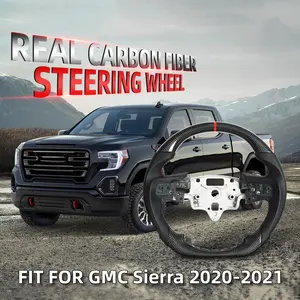 Carbon Fiber Steering Wheel For GMC Sierra 1500 2500 3500 with Heated Manual white  steering  wheel