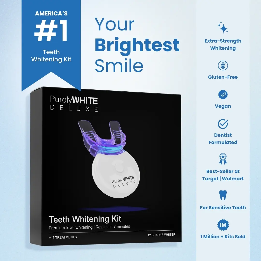 PurelyWHITE Teeth Whitening Kit | Advanced 10X LED Light, Instant Whitening, Oral Stain Remover For Sensitive Teeth PurelyWHITE Teeth Whitening Kit | Advanced 10X LED Light, Instant Whitening, Oral Stain Remover For Sensitive Teeth