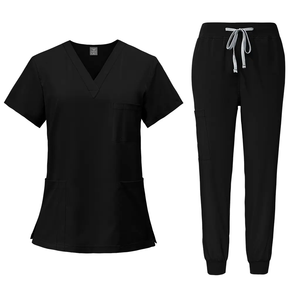 Set for Women 2-Piece Set - Stretch V-Neck Scrub Top & Jogger Pant with 4 Pockets #summervibes Workwear Uniforms Minimalist Clothes