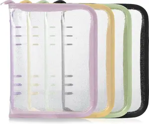 4 Pieces A5 6 Ring Zipper Binder Cover, Clear PVC Refillable Budget Notebook Shell for Photocard Planner Journal Photo Album Folder, 10" x 7"