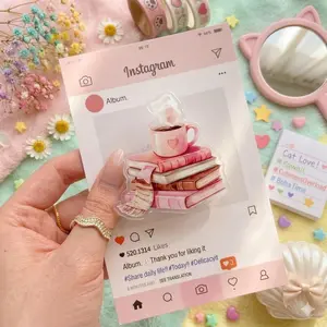 Cozy Books and Coffee Phone Grip – Cute Pastel Stack Design, Kawaii Bookish Phone Holder for Teens & Students
