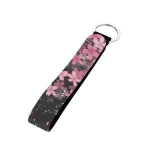 Cherry Blossom Pattern Car Keychain Wristlet Keychain Lanyard Fit Backpacks, Keys, Wallets, Purses, Cosmetic Bags,fashion Multifunctional Wristband Keychain with Metal Buckle Fun Car Accessories