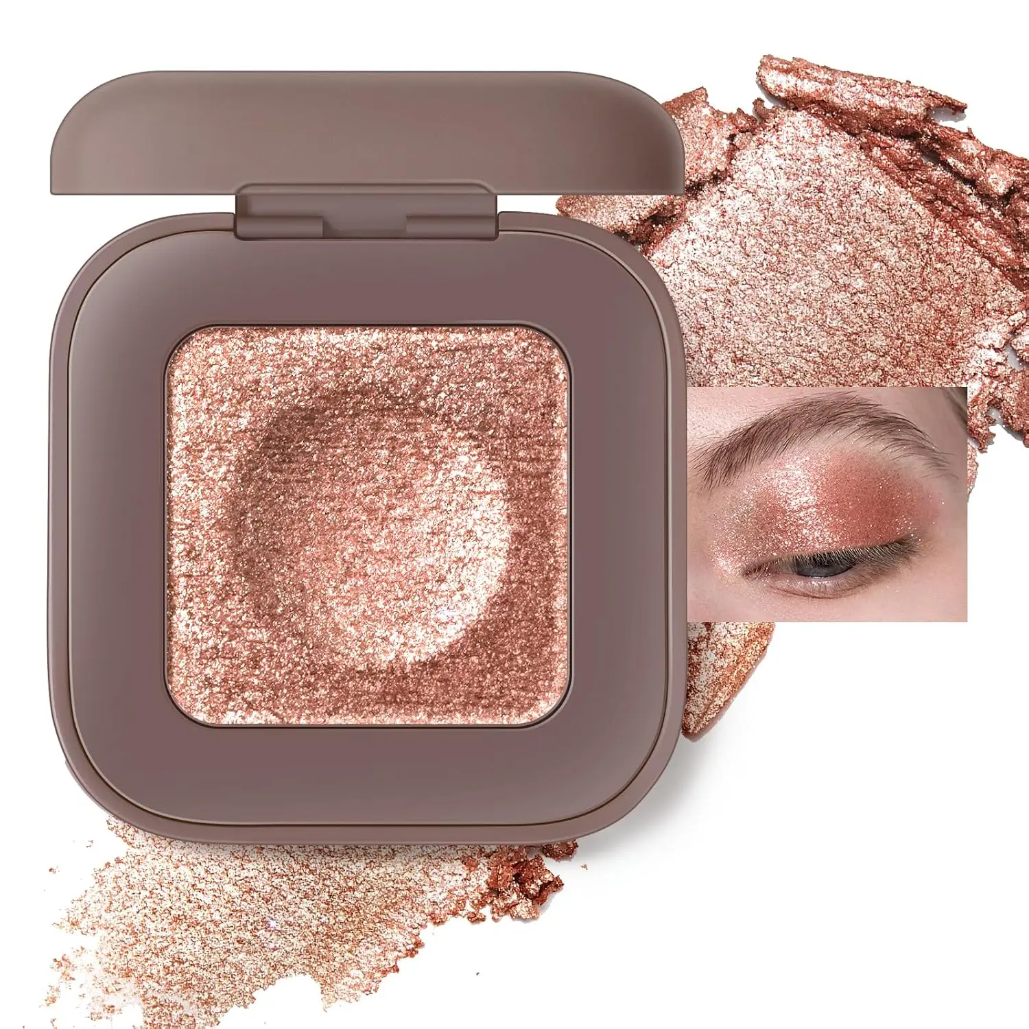 Noerrors Duochrome Champagne Pink Silver Glitter Eyeshadow Palette, Holographic Multichrome Rich Color Shimmer Metallic Eye Shadow, Color Shift Diamond Sparkle Eye Brightener Palette Fairy Makeup#01