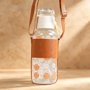 Limited Edition Color Changing Glass Sport Water Bottle 800ml/27oz High Quality Portable Tea Bottle With Heat Resistance, Tea Separation Function, Comes With Bottle Sleeve, Perfect For Both Men And Women