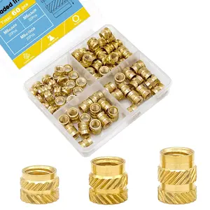 60 count M6 Threaded Inserts,Female Thread Metric Knurled Nuts Assortment Kit,Brass Heat Set Insert for Plastic  and  Printing Components,Heat-Set Threaded Inserts