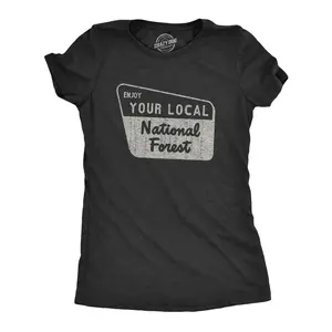 Womens Enjoy Your National Forest Funny Outdoor Vintage Camping Mountains T shirt Funny Womens T Shirts Cute Vintage Fashion Casual Ladies T-Shirt Gift Vintage Tops for Women Funny Camping Top Women's Novelty Black