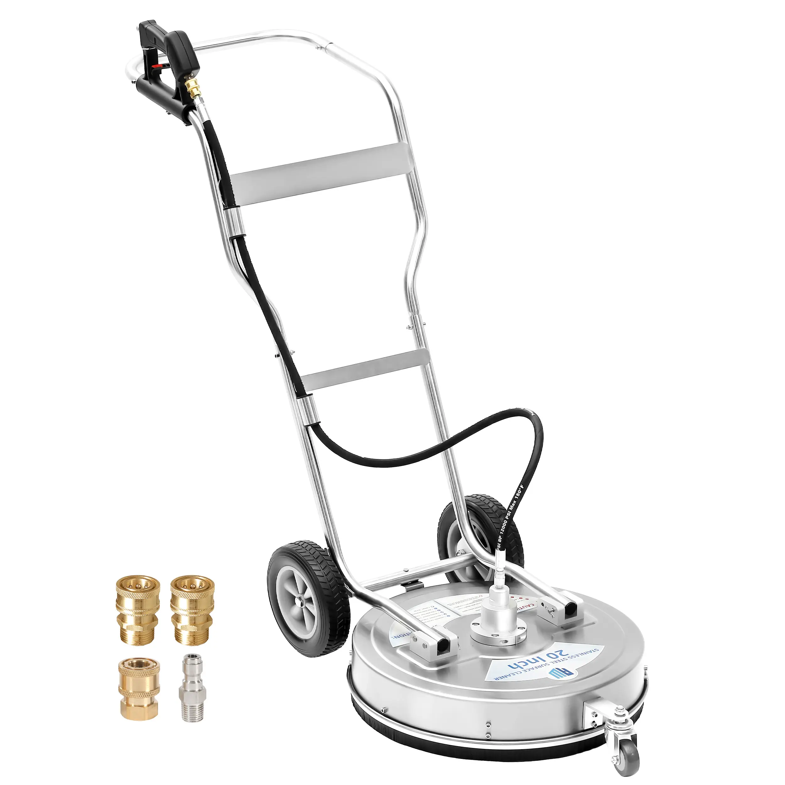 RIDGE WASHER 20-inch Surface Cleaner with Dual Handle, Stainless Steel, Larger Stable Wheels, Portable Pressure Washer Accessory for Driveways, Patios, Father's Day Gift, Fathersday, Pressure Washer Attachment