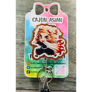 Fire Chibi Demon Anime Badge Reel/ID Clip Retractable-(Alligator, Belt, MRI Safe, Carabiner Clips) & Non-Retractable Clips