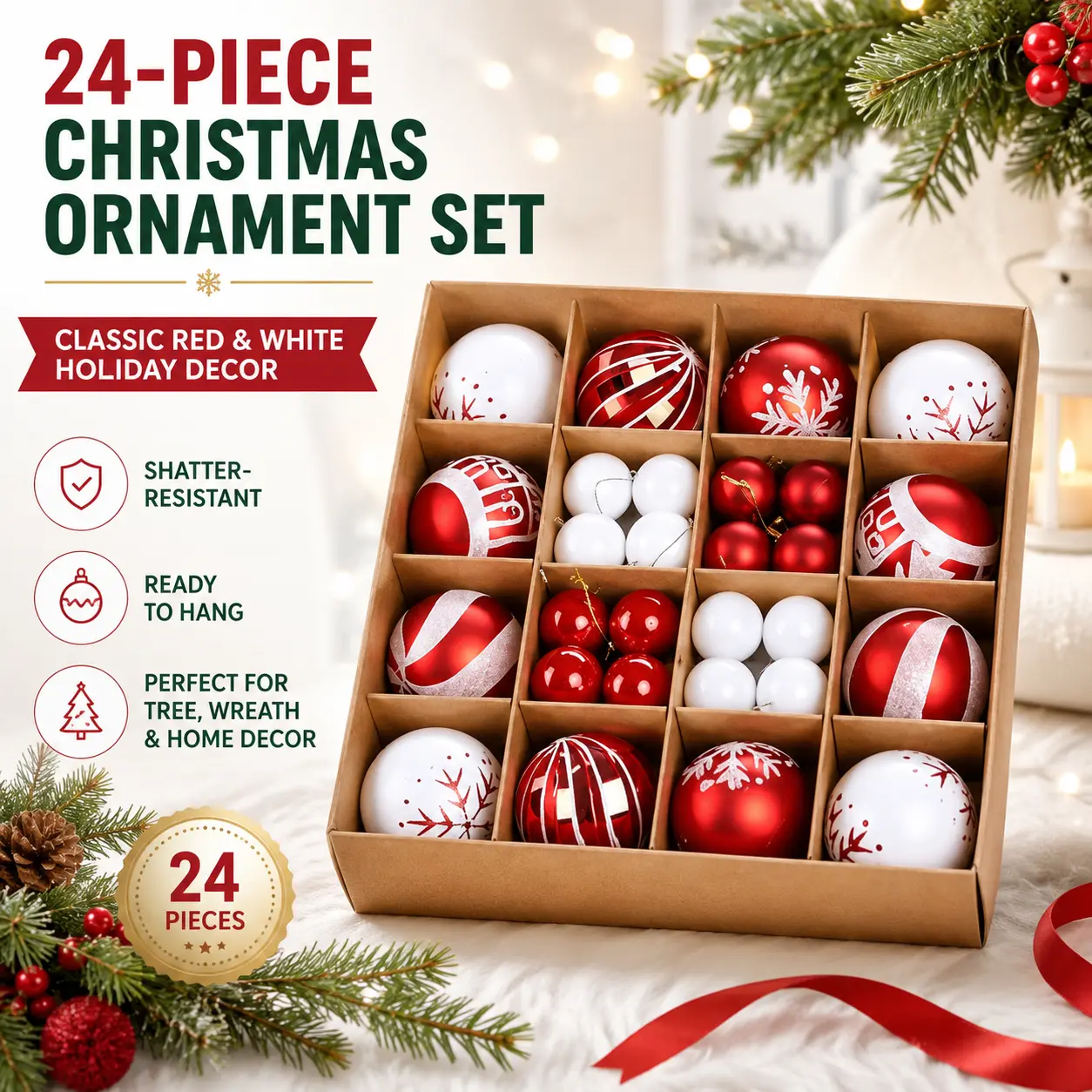 Christmas Decorative Balls Shatterproof Hanging Decorative Balls Christmas Tree Balls Holiday Party Home Decoration