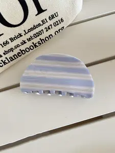 Korean Blue Coffee Striped Hair Clip Set, Vintage Elegant Bun Accessory, Ponytail Multifunctional Hair Clip, Fashion Winter Women's Hair Clips