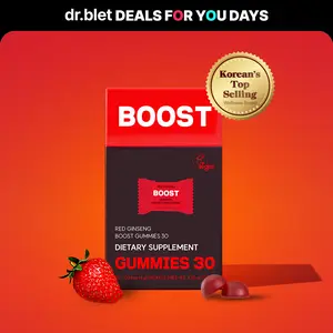 dr.blet Red Ginseng Gummies, Strawberry Flavor, Daily Energy, Immunity & Focus Support, Vitality & Alertness, Natural Wellness Support, Caffeine-Free, Easy Chew, Non-GMO, Gluten-Free, Vegan
