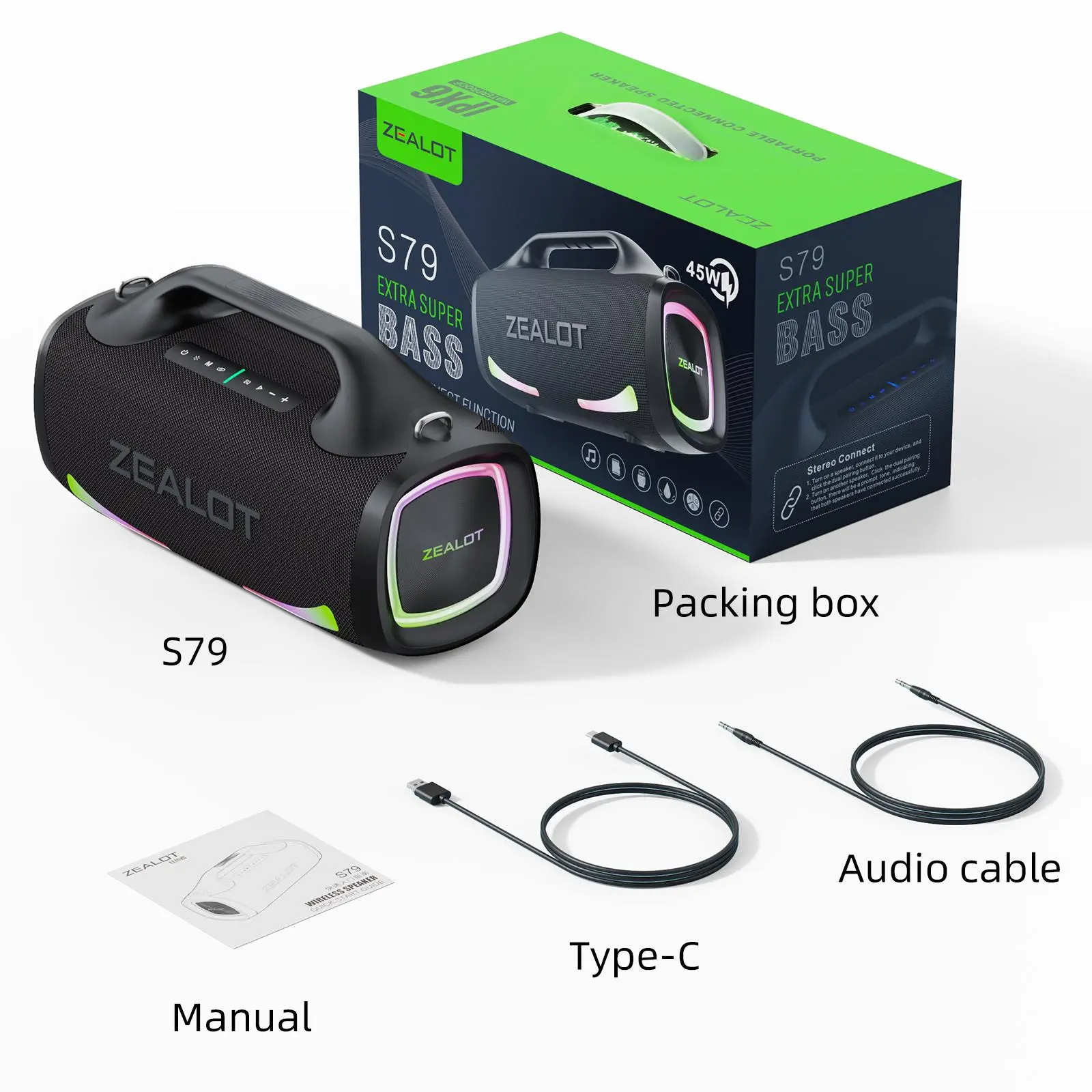 ZEALOT S79 100W Wireless Speaker, Portable Waterproof Outdoor ZEALOT S79 100W Wireless Speaker, Portable Waterproof Outdoor